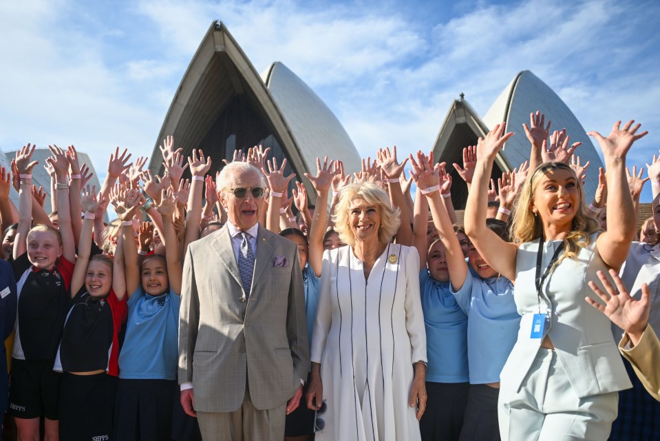 Children show their joy at seeing King and Queen at Sydney Opera House in October