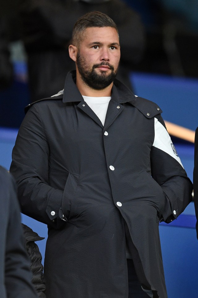 Former boxer Tony Bellew at an Everton football match.