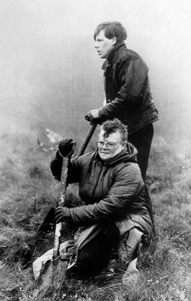 Keith's mum Winnie on Saddleworth Moor looking for her son's body in 1988