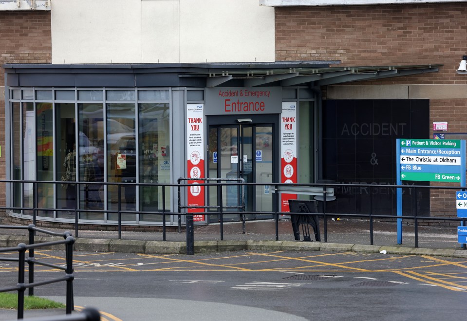 Royal Oldham Hospital Accident and Emergency entrance.