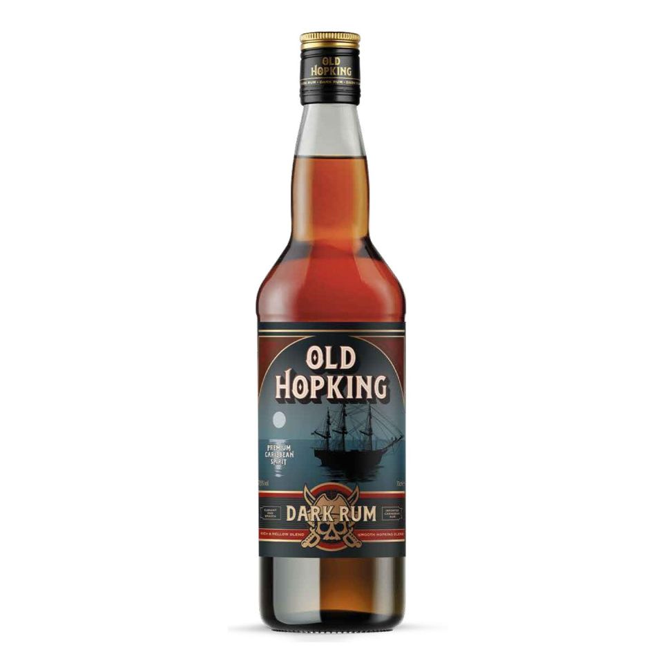 Bottle of Old Hopking Dark Rum.