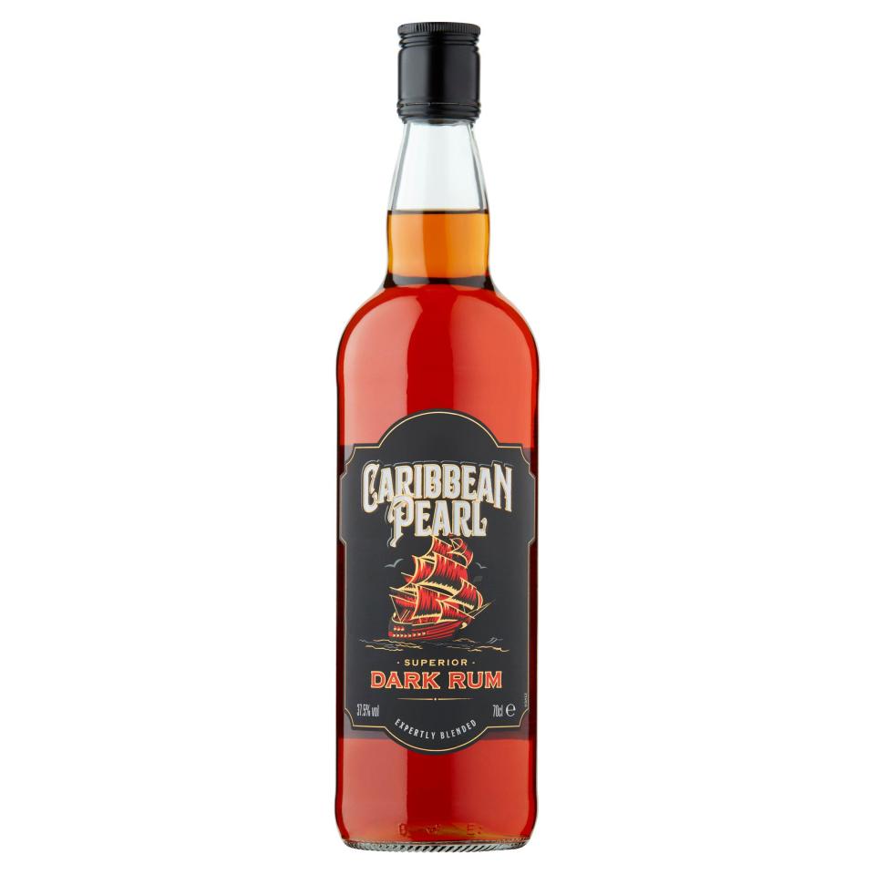 Bottle of Caribbean Pearl Superior Dark Rum.