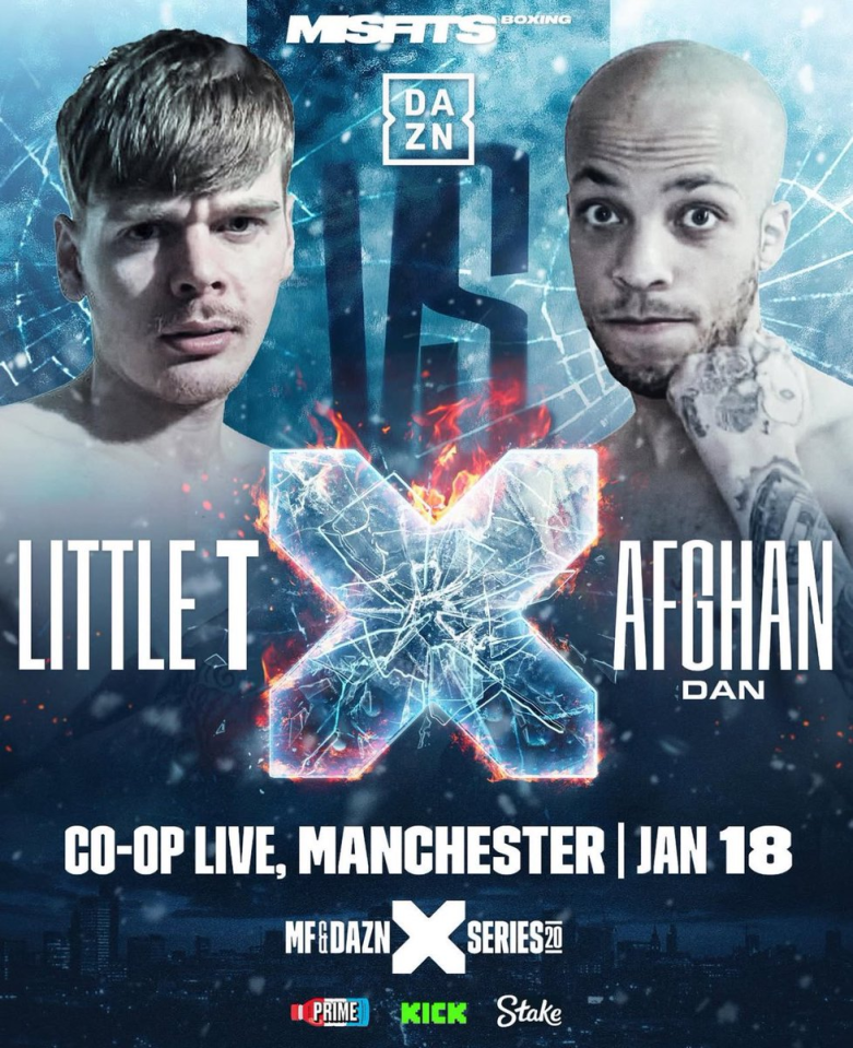 Little T vs. Afghan boxing match poster.