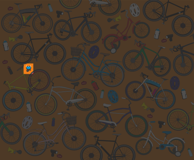 Pattern of various bicycles and cycling accessories.