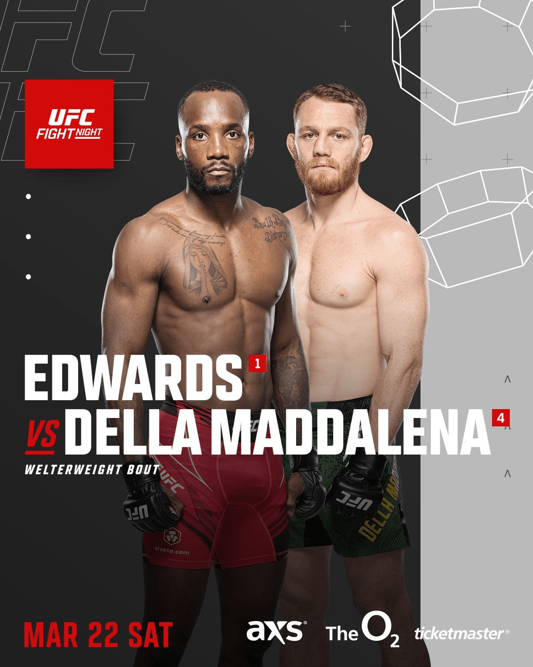 UFC Fight Night: Edwards vs. Della Maddalena, welterweight bout.