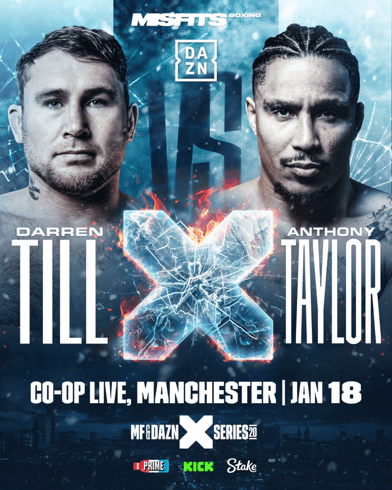 Boxing match poster: Darren Till vs. Anthony Taylor, Co-op Live, Manchester.