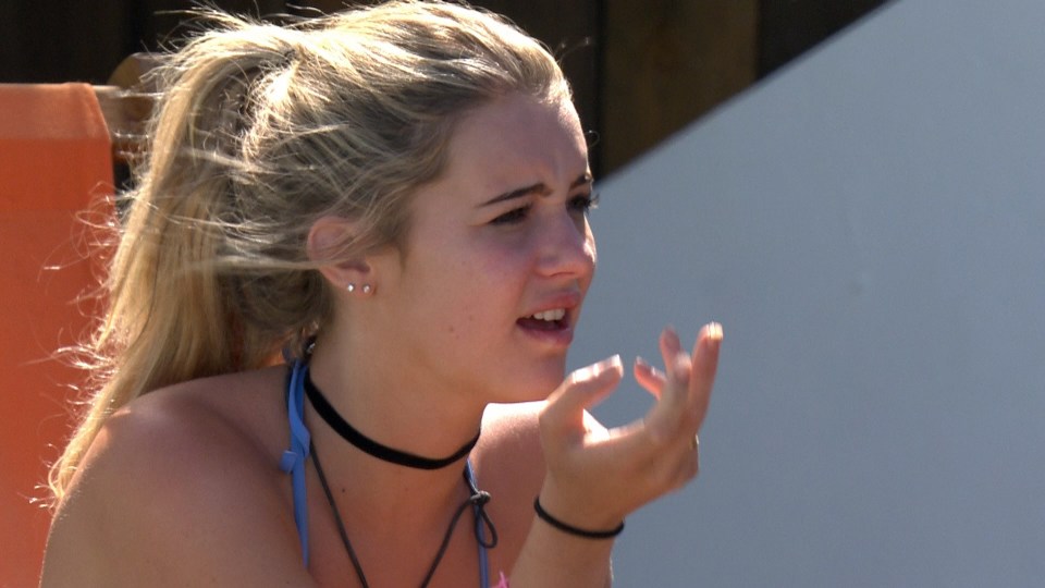 Tina from Love Island explaining why she's annoyed with Adam.