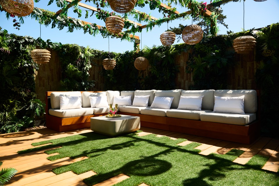 Love Island All Stars villa's outdoor seating area.