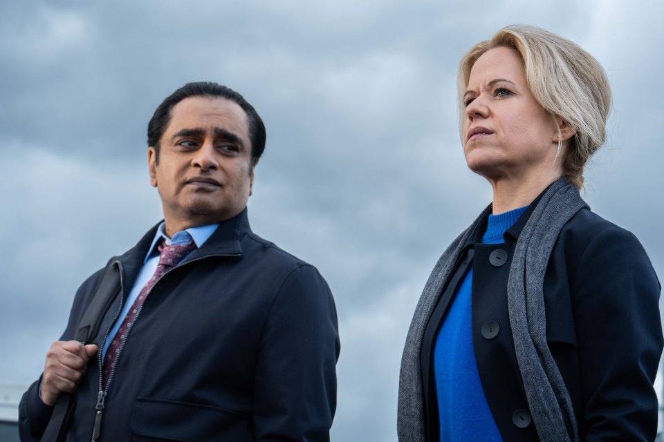 Sanjeev Bhaskar as DI Sunny Khan and Sinead Keenan as DCI Jess James in Unforgotten.