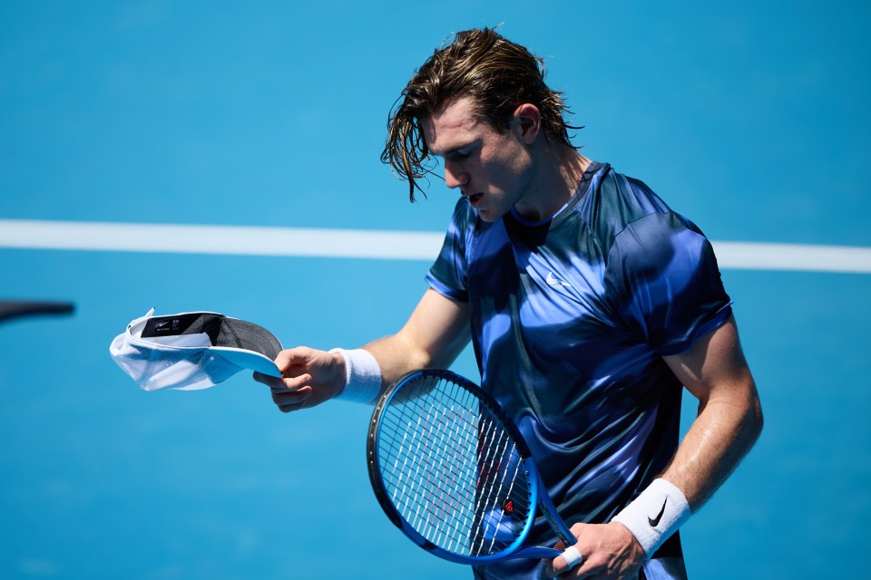 Jack Draper of Great Britain during a tennis practice session.