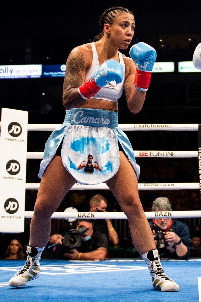 Jessica Camara boxing in the ring.