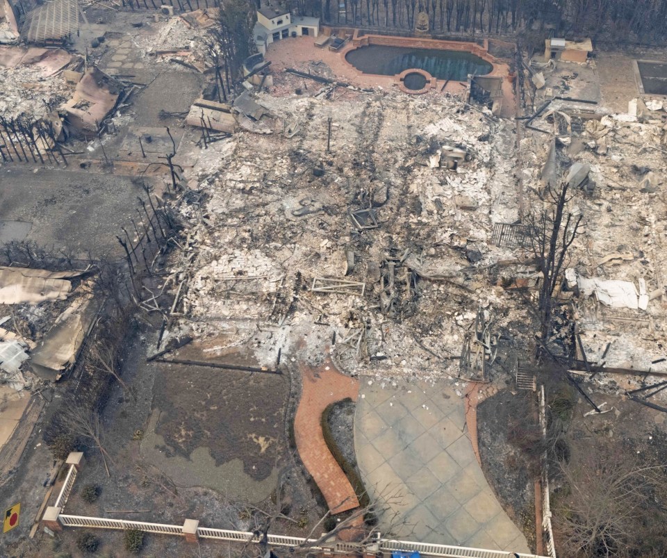 Aerial view of John Goodman's fire-damaged home.