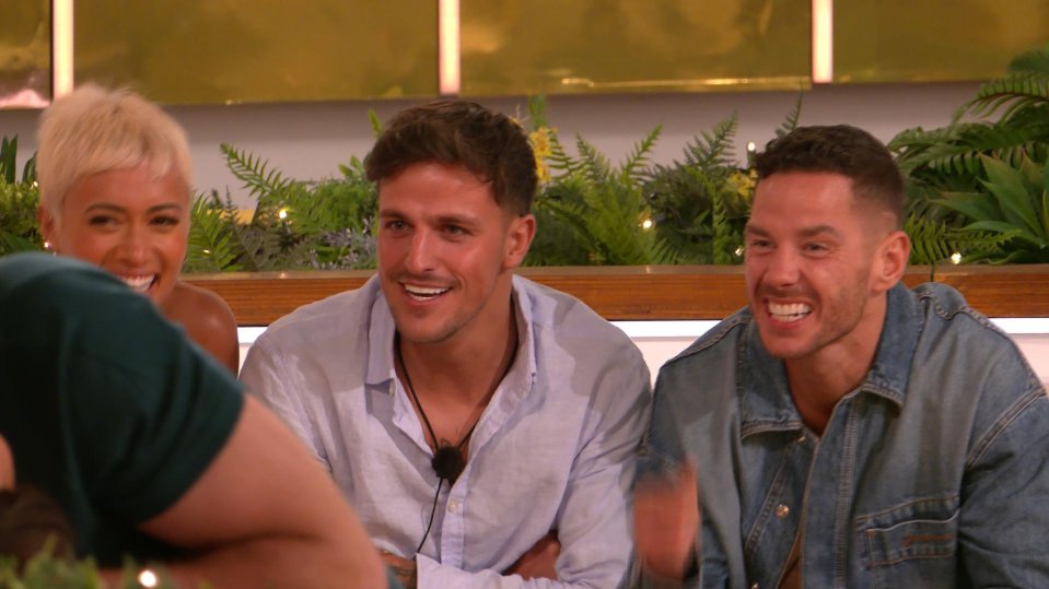 Kazimir Crossley, Luca Bish, and Scott Thomas on Love Island: All Stars.