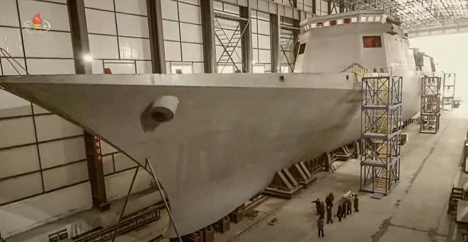 North Korean warship under construction at Nampo Shipyard.