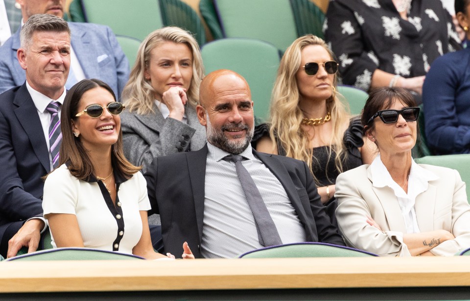 Pep Guardiola and his family watching a tennis match at Wimbledon.