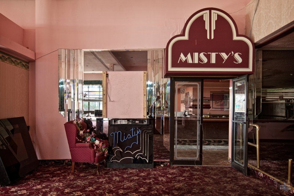 Interior of abandoned Misty's restaurant.