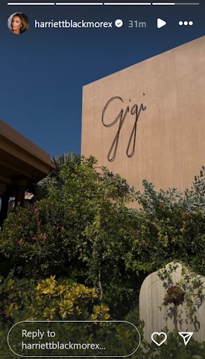 Instagram story showing the Gigi restaurant exterior.