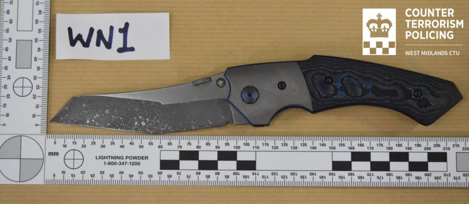 Knife used in stabbing attack.