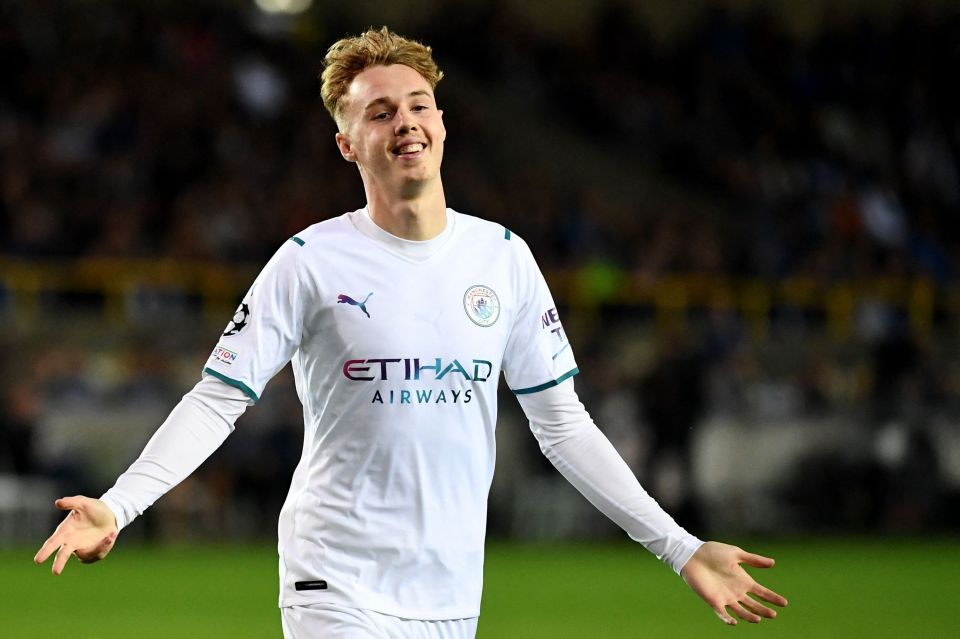 Cole Palmer of Manchester City celebrating a goal.