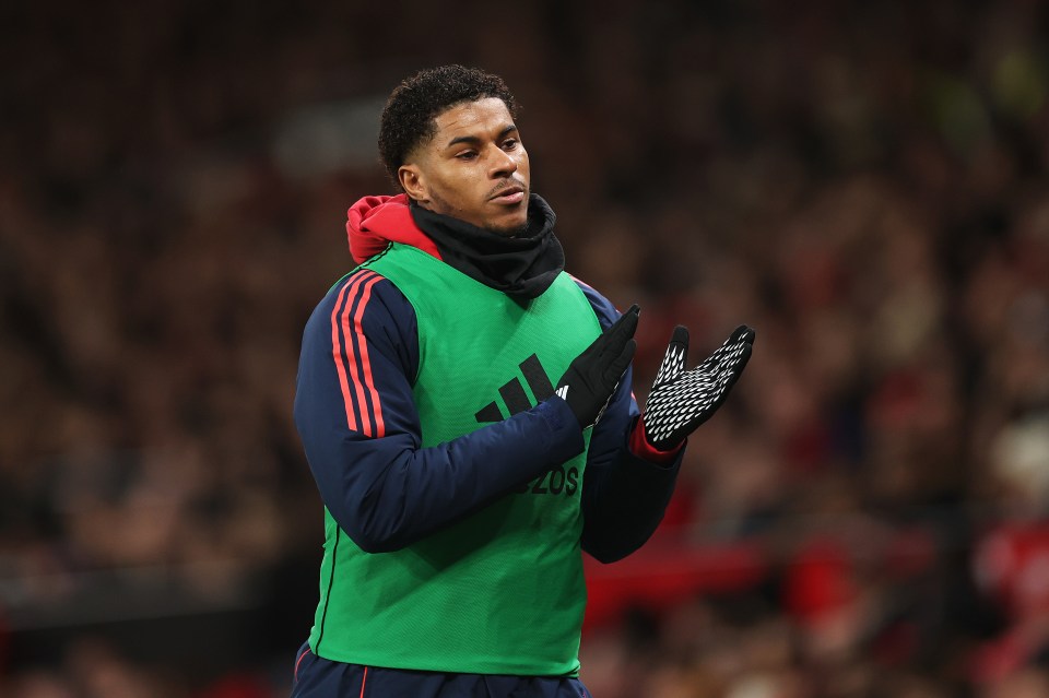 Marcus Rashford of Manchester United applauding fans.