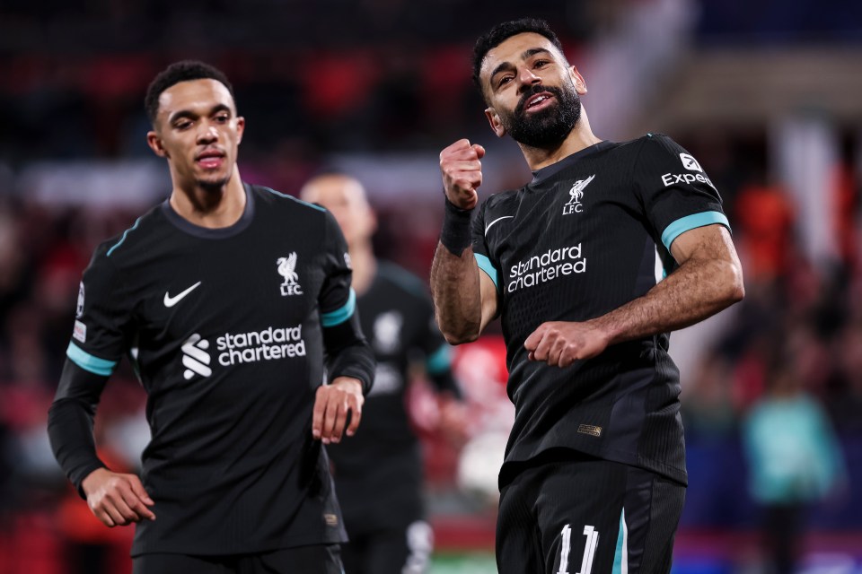 Mohamed Salah of Liverpool FC celebrating a goal.