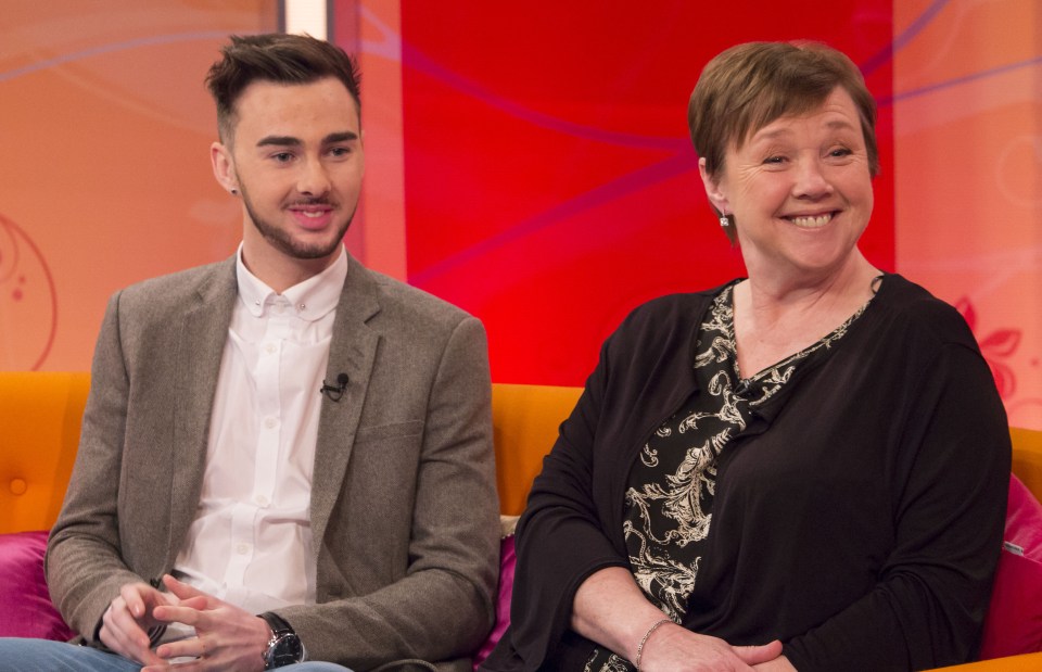 Pauline Quirke and her son Charlie Quirke on a talk show.