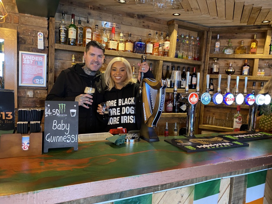 18 March 2022 Inside D13 Irish bar, King Street, Knutsford - owned by Boyzone star Shane Lynch, wife Sheena Lynch and their friend Nathan Gerhold. Credit: MEN Media