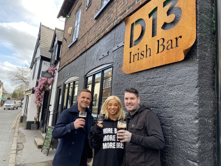 18 March 2022 Inside D13 Irish bar, King Street, Knutsford - owned by Boyzone star Shane Lynch, wife Sheena Lynch and their friend Nathan Gerhold, pictured Credit: MEN Media