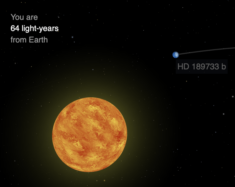 Illustration of HD 189733 b, 64 light-years from Earth.