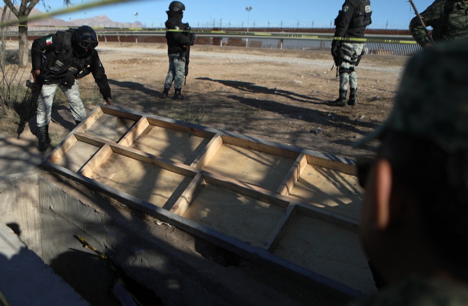 National Guard agents at an illegal tunnel at the US-Mexico border.