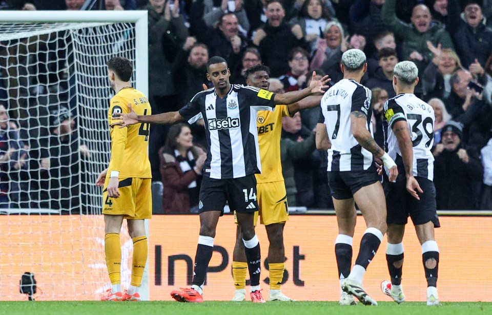 Alexander Isak celebrates a goal.