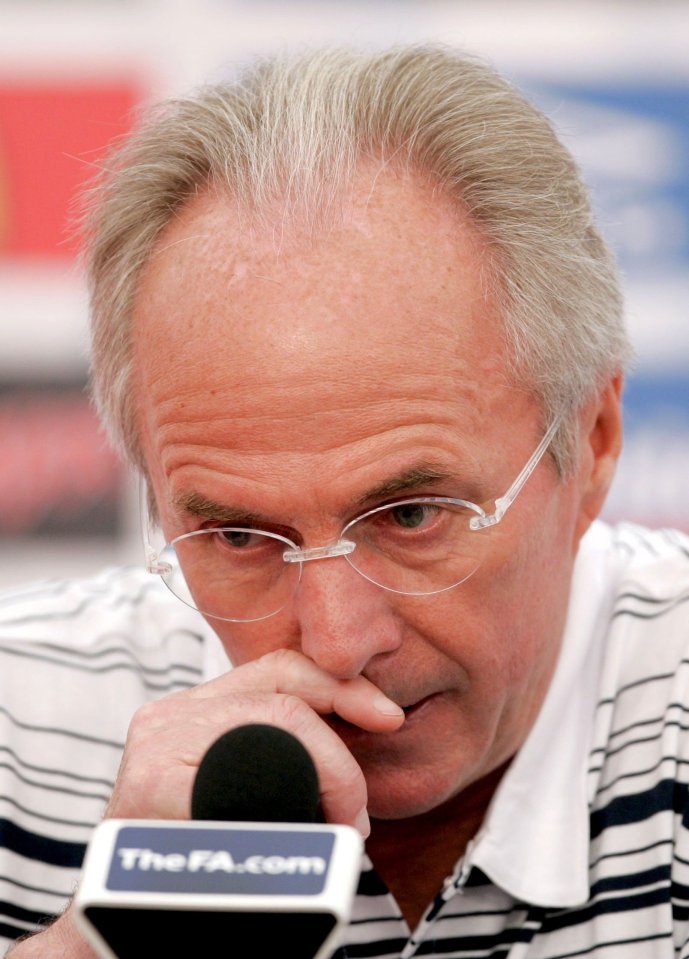 Sven-Goran Eriksson at a press conference.