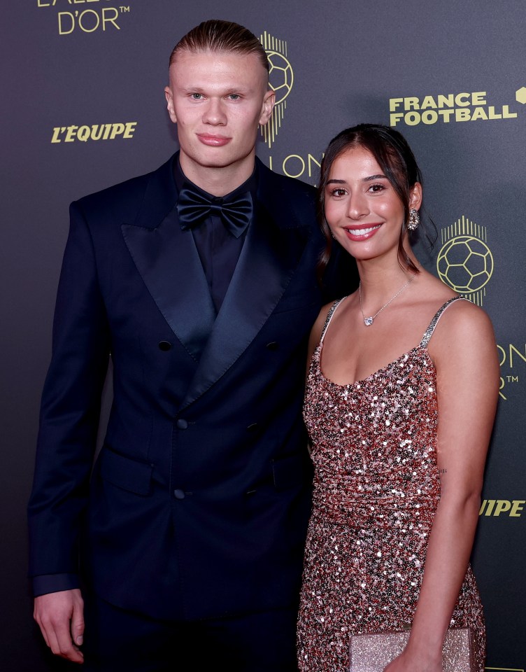 Erling Haaland and his partner arriving at the Ballon d'Or ceremony.