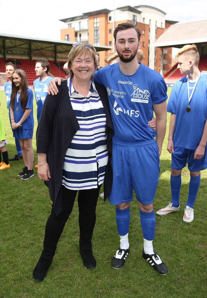 Pauline Quirke and Charlie Quirke at a charity football match.