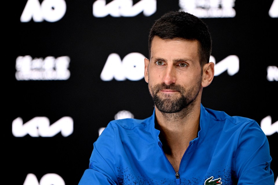 Novak Djokovic at a press conference.