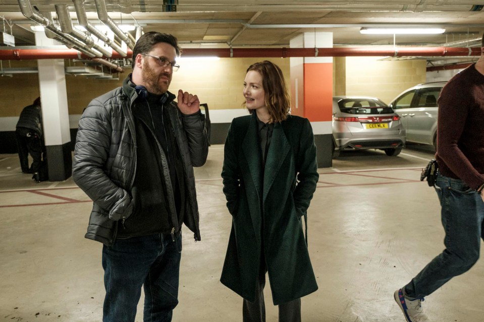 Ben Chanan and Holliday Grainger on the set of The Capture.