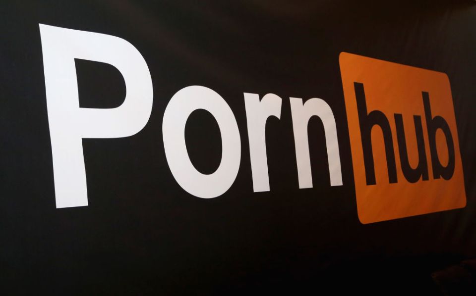 Pornhub logo at a company booth.