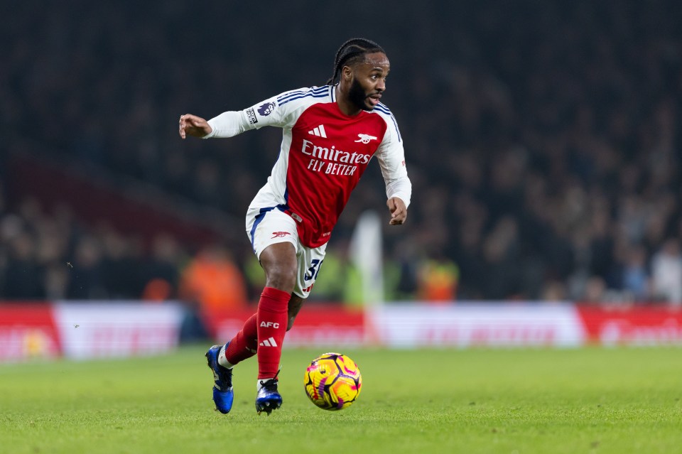 Raheem Sterling of Arsenal in action during a Premier League match.