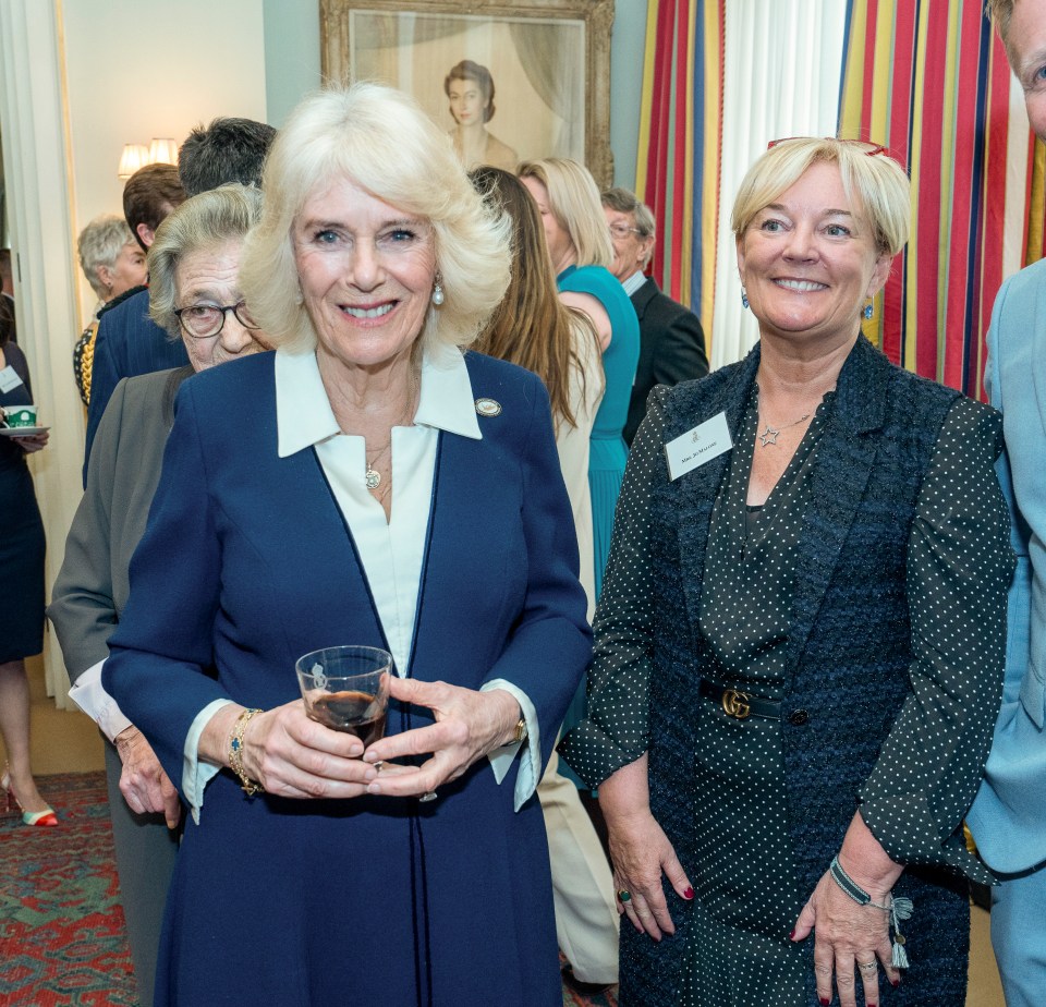 Camilla, Queen Consort, at a Medical Detection Dogs reception.