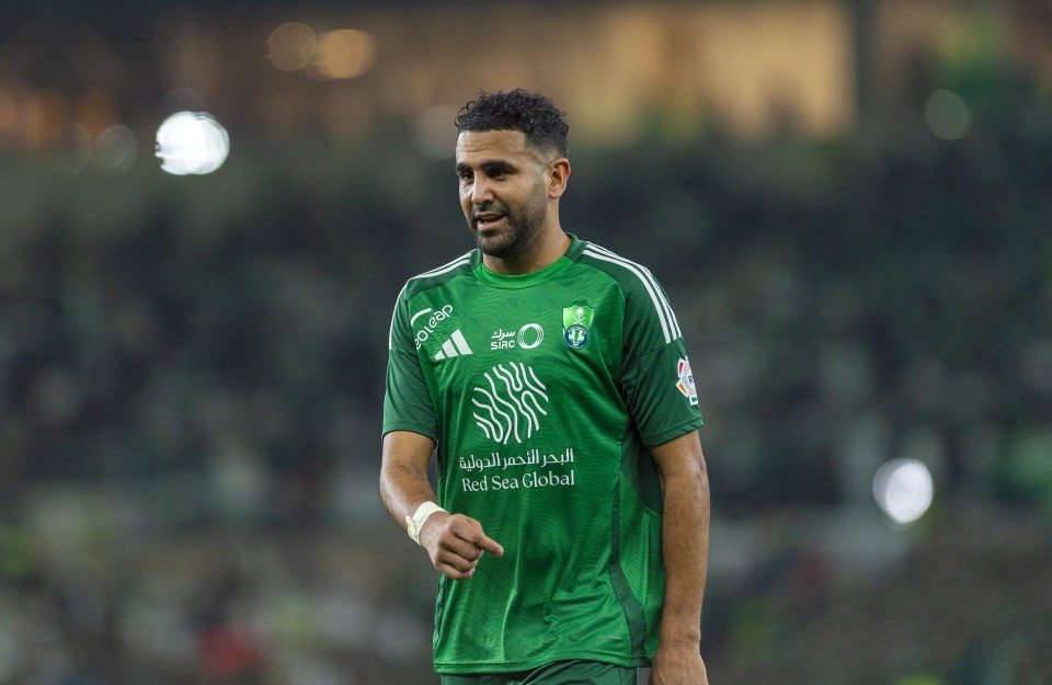 Riyad Mahrez of Al-Ahli in a soccer game.