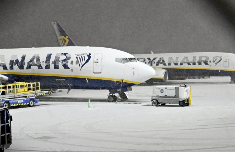 Snow at Manchester Airport this morning