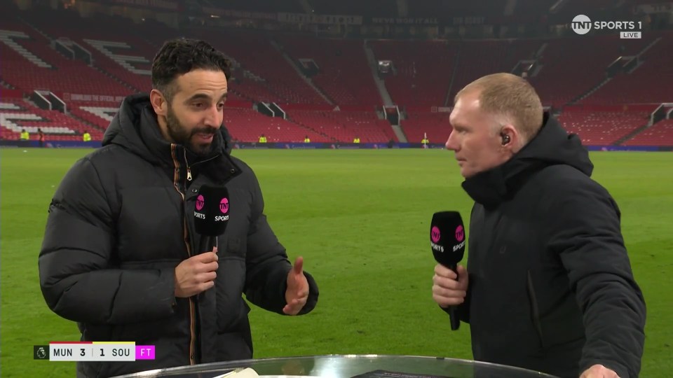 Ruben Amorim and Paul Scholes in a post-game interview.