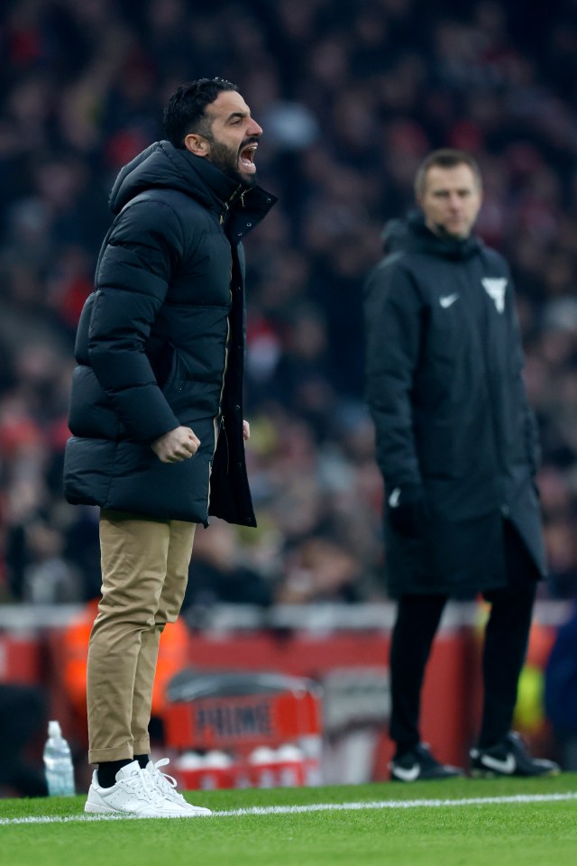 Ruben Amorim, Manchester United manager, on the sidelines.