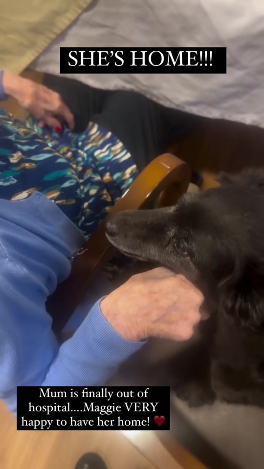 She uploaded a touching video of her mum back home and spending quality time with her dog, Maggie