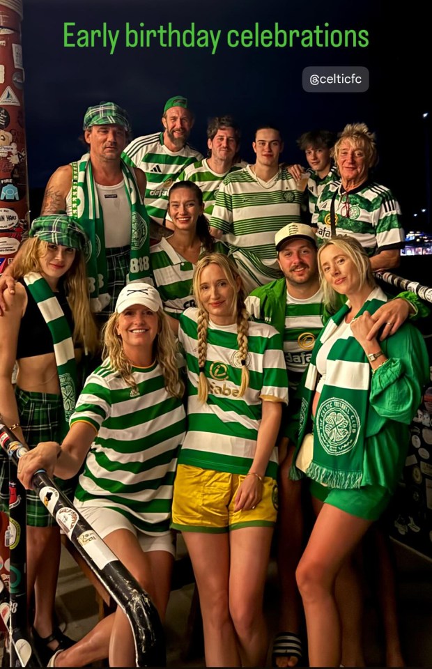 Rod Stewart's family and friends celebrating a birthday.