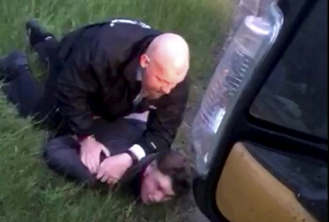 Insp Mellor on top of Shane Price on the A46 near Newark, Notts