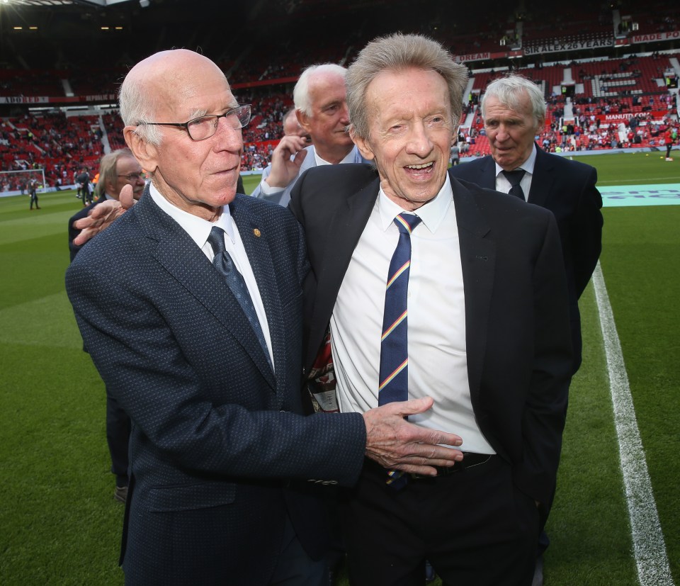 Sir Bobby Charlton and Denis Law at Old Trafford.