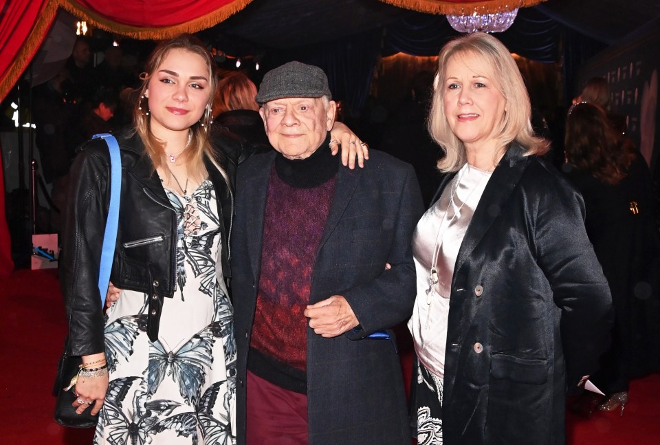 Sophie Mae Jason, Sir David Jason, and Gill Hinchcliffe at a premiere.