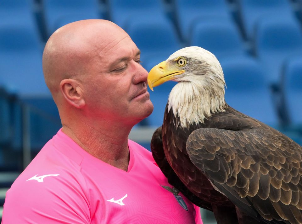 SS Lazio falconer with the team's eagle mascot.