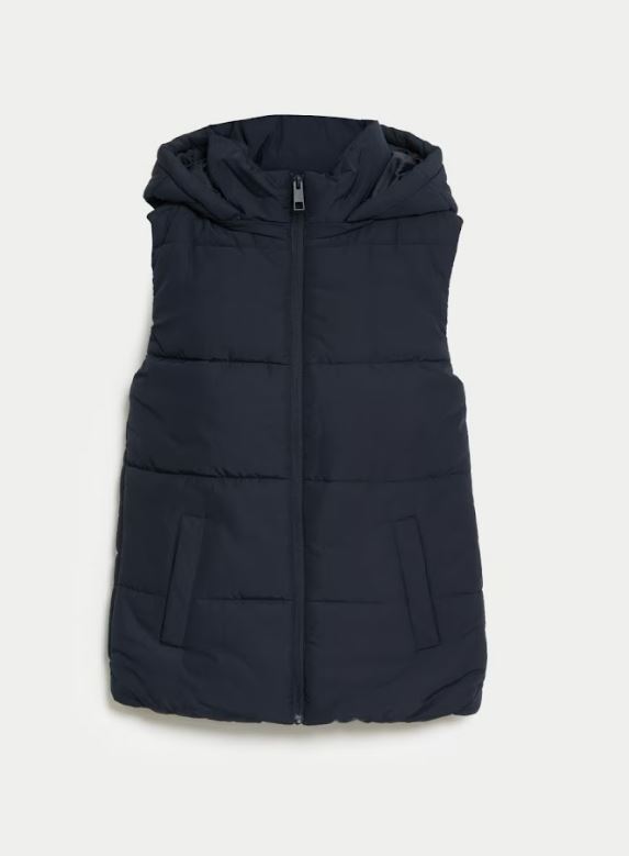 Hooded puffer vest.